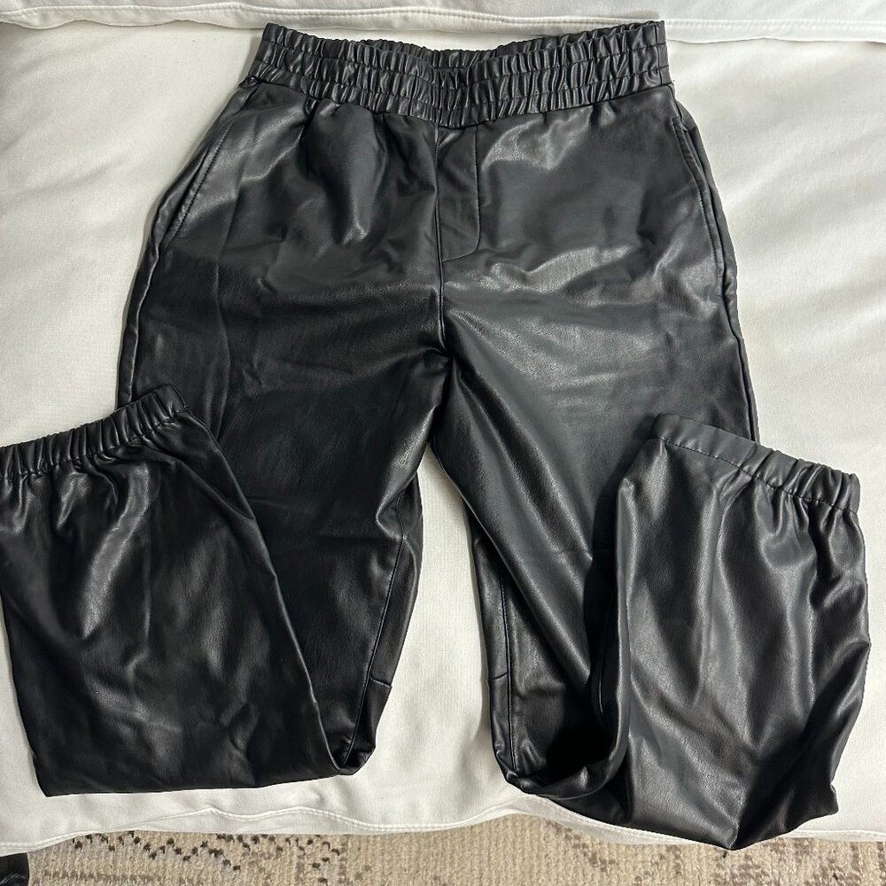 Black Leather Joggers
